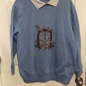 Woman’s Bobby Brooks Blue Embroidered Crewneck Sweater